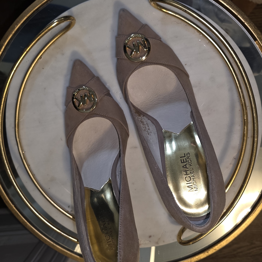 Michael Kors Taupe Flats with Gold Accents